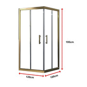 Adjustable 1200x1000mm Double Sliding Door Glass Shower Screen in Gold V63-845231