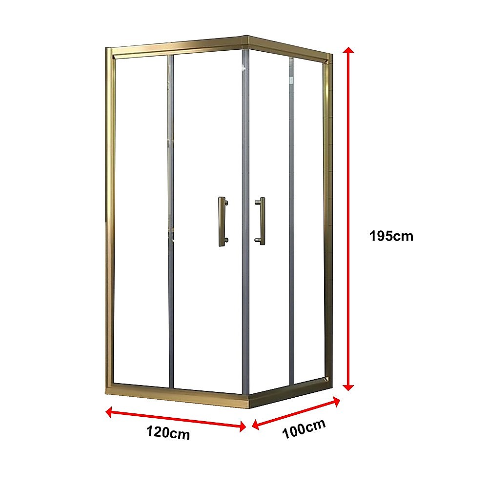 Adjustable 1200x1000mm Double Sliding Door Glass Shower Screen in Gold V63-845231