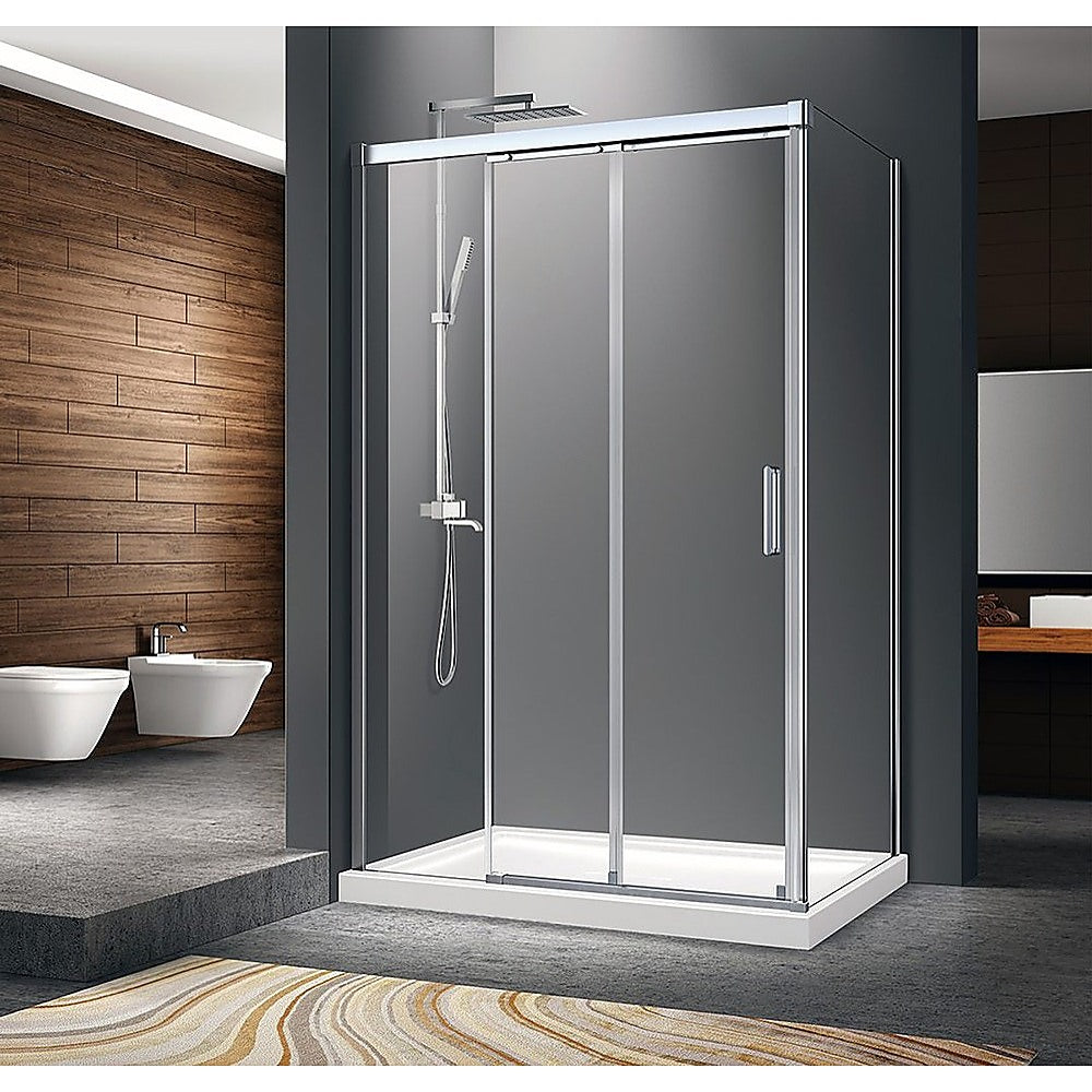 Adjustable 1800x800mm Single Door Corner Sliding Glass Shower Screen in Chrome V63-845541