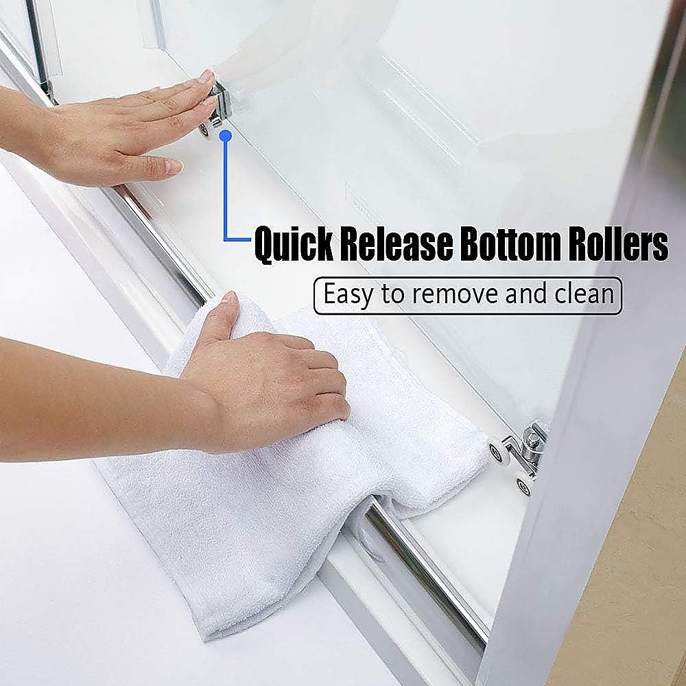 Adjustable 1800x800mm Single Door Corner Sliding Glass Shower Screen in Chrome V63-845541