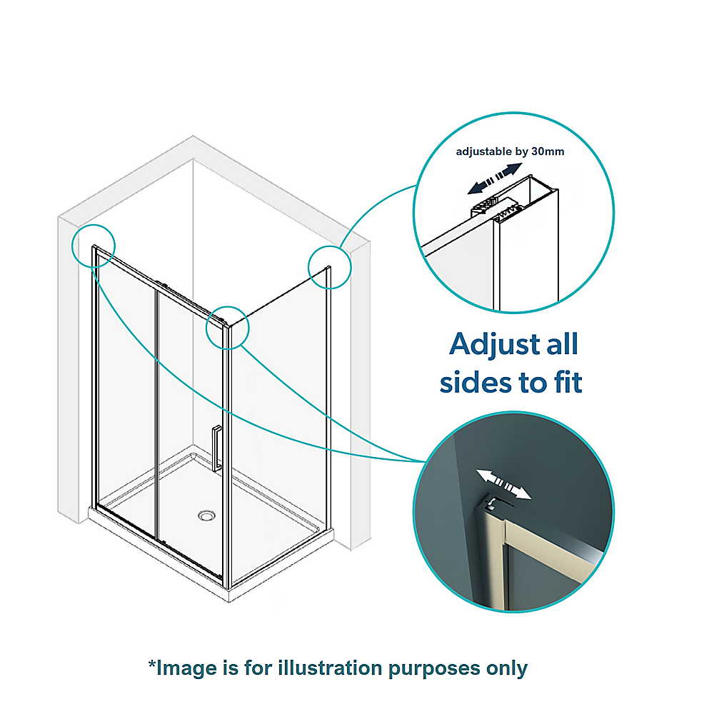 Adjustable 1800x800mm Single Door Corner Sliding Glass Shower Screen in Chrome V63-845541