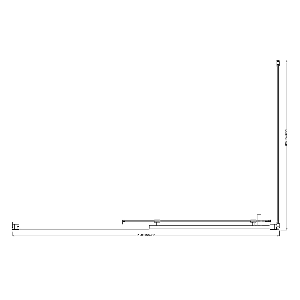 Adjustable 1500x920mm Single Door Corner Sliding Glass Shower Screen in Chrome V63-845691