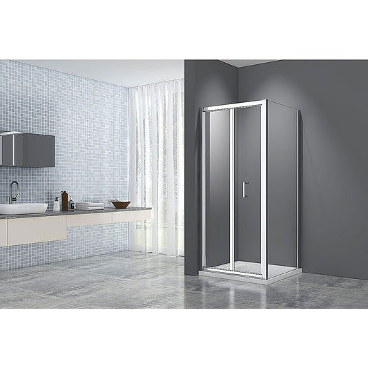 Adjustable 1800x800mm Single Door Corner Sliding Glass Shower Screen in Chrome V63-845701