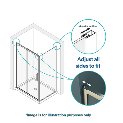 Adjustable 1800x800mm Single Door Corner Sliding Glass Shower Screen in Chrome V63-845701