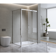 Adjustable 1400x1010mm Single Door Corner Sliding Glass Shower Screen in Chrome V63-845721