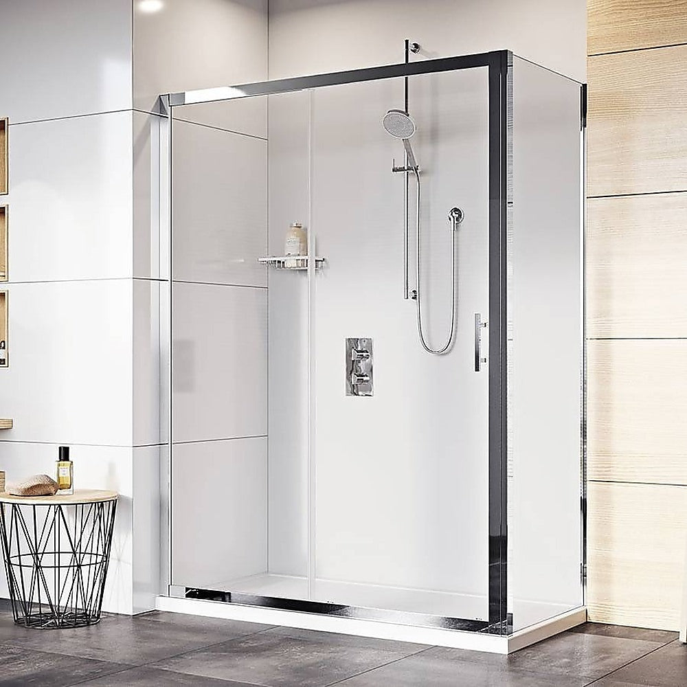 Adjustable 1800x800mm Single Door Corner Sliding Glass Shower Screen in Chrome V63-845771