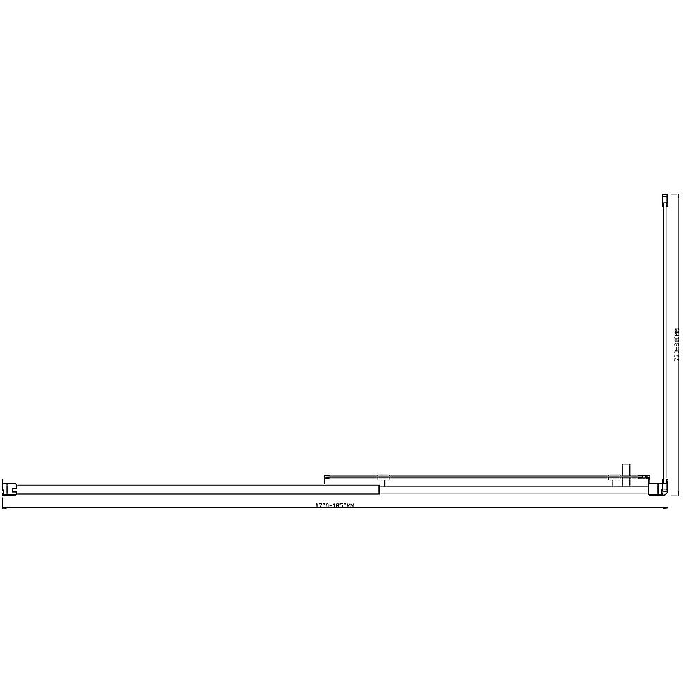 150mm Adjustable (1850x800mm) Single Door Corner Sliding Glass Shower Screen in Black V63-846041