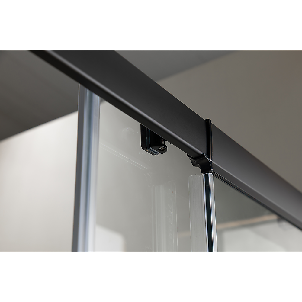 Adjustable 1300x920mm Single Door Corner Sliding Glass Shower Screen in Black V63-846051