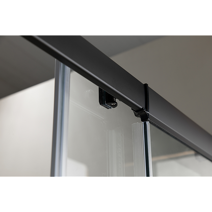Adjustable 1300x920mm Single Door Corner Sliding Glass Shower Screen in Black V63-846051