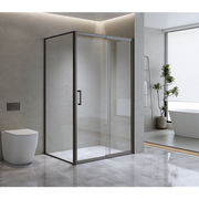 Adjustable 1300x800mm Single Door Corner Sliding Glass Shower Screen in Black V63-846131