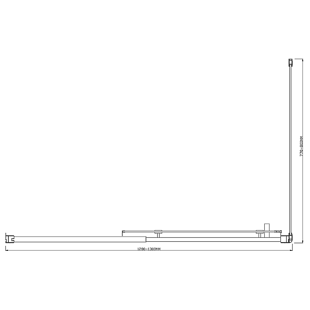 Adjustable 1300x800mm Single Door Corner Sliding Glass Shower Screen in Black V63-846131