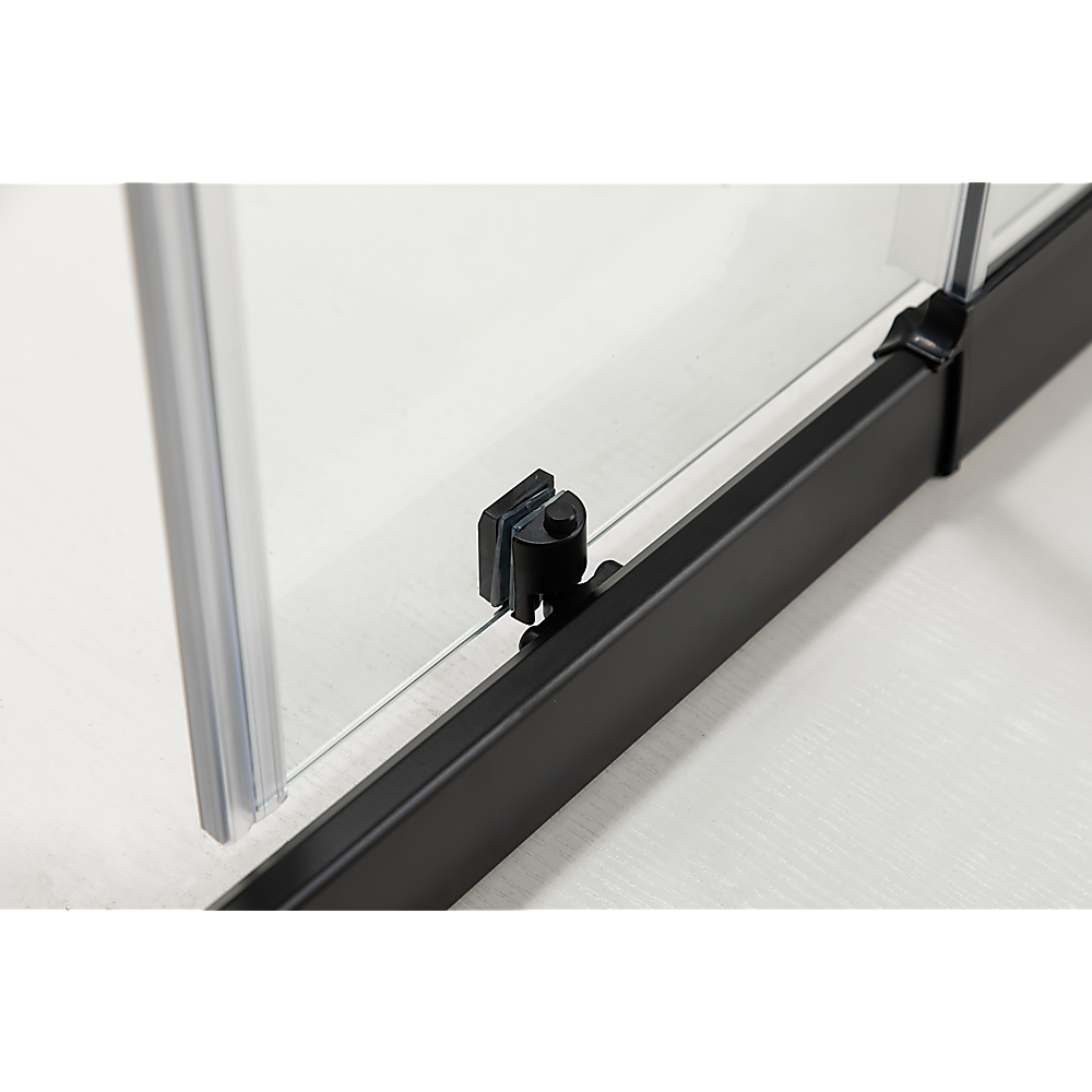 Adjustable 1500x800mm Single Door Corner Sliding Glass Shower Screen in Black V63-846151