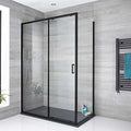 Adjustable 1300x920mm Single Door Corner Sliding Glass Shower Screen in Black V63-846171