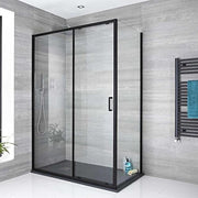 Adjustable 1300x920mm Single Door Corner Sliding Glass Shower Screen in Black V63-846171