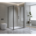 Adjustable 1300x1010mm Single Door Corner Sliding Glass Shower Screen in Black V63-846211