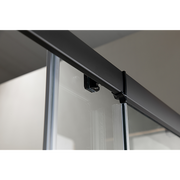 Adjustable 1400x800mm Single Door Corner Sliding Glass Shower Screen in Black V63-846261