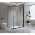 Adjustable 1500x800mm Single Door Corner Sliding Glass Shower Screen in Black V63-846271