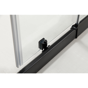 Adjustable 1500x800mm Single Door Corner Sliding Glass Shower Screen in Black V63-846271