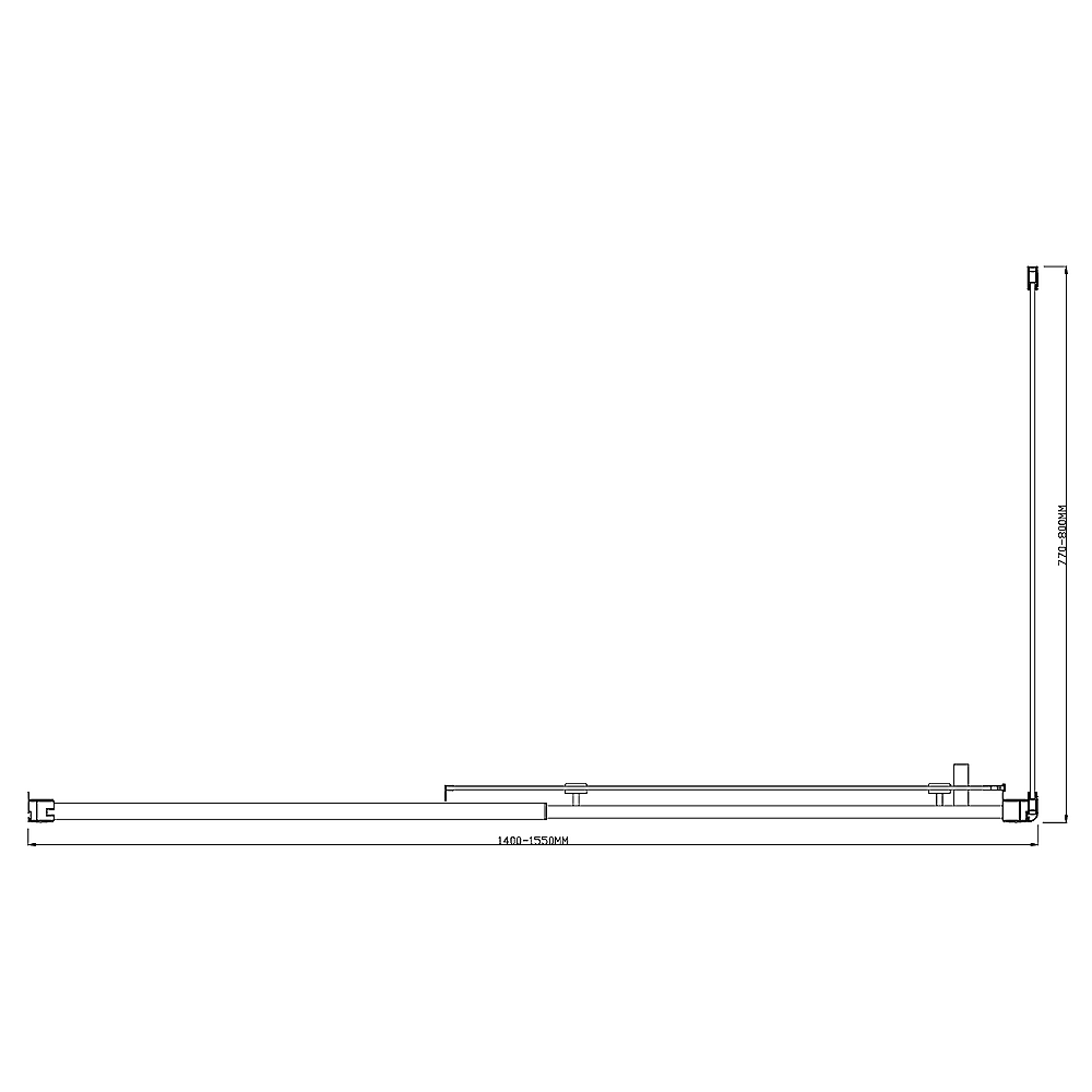 Adjustable 1500x800mm Single Door Corner Sliding Glass Shower Screen in Black V63-846271