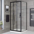 Adjustable 1300x1010mm Single Door Corner Sliding Glass Shower Screen in Black V63-846331