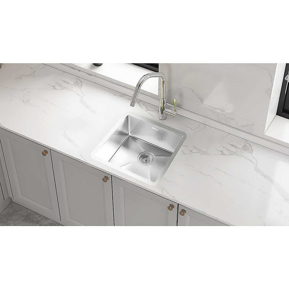 510x450mm Handmade Stainless Steel Undermount / Topmount Kitchen Laundry Sink with Waste V63-846381