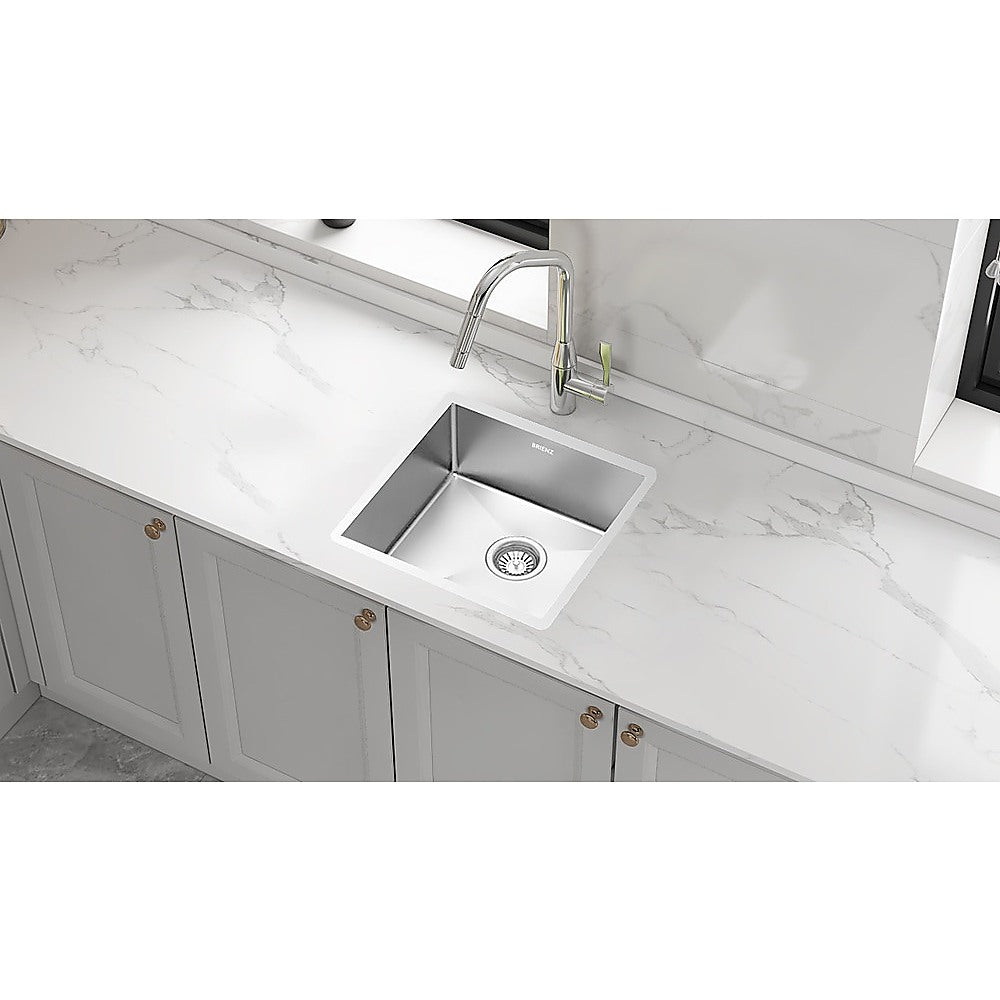 450x450mm Handmade Stainless Steel Undermount / Topmount Kitchen Laundry Sink with Waste V63-846401