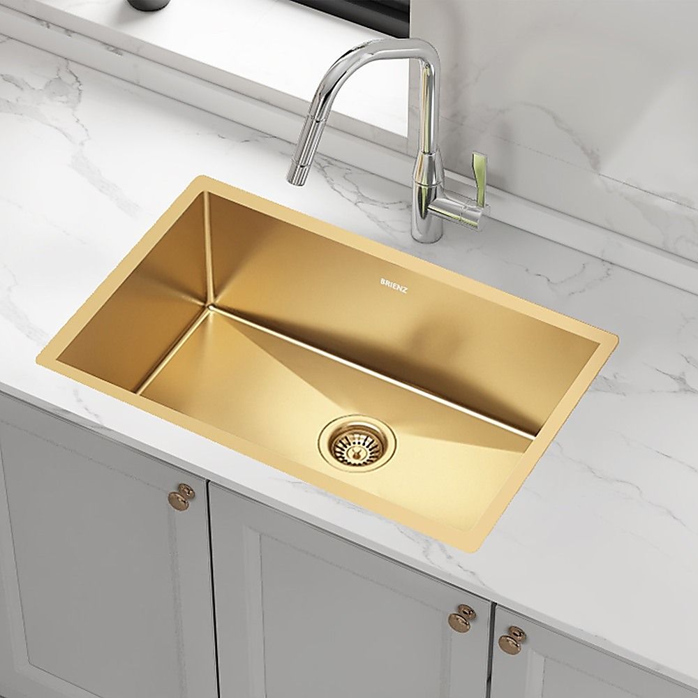700x450mm Handmade Stainless Steel Undermount / Topmount Kitchen Laundry Sink with Waste V63-846491