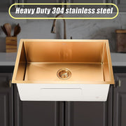 700x450mm Handmade Stainless Steel Undermount / Topmount Kitchen Laundry Sink with Waste V63-846491