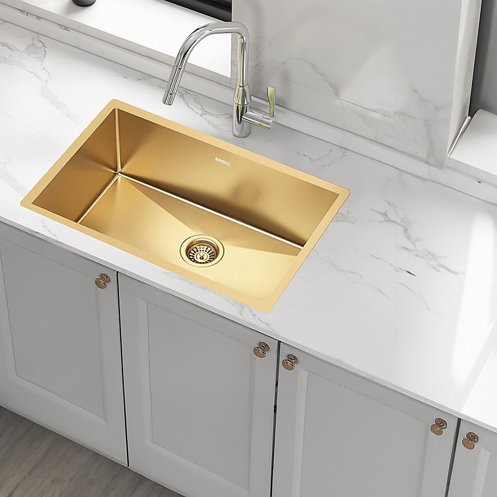 700x450mm Handmade Stainless Steel Undermount / Topmount Kitchen Laundry Sink with Waste V63-846491