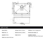 700x450mm Handmade Stainless Steel Undermount / Topmount Kitchen Laundry Sink with Waste V63-846491