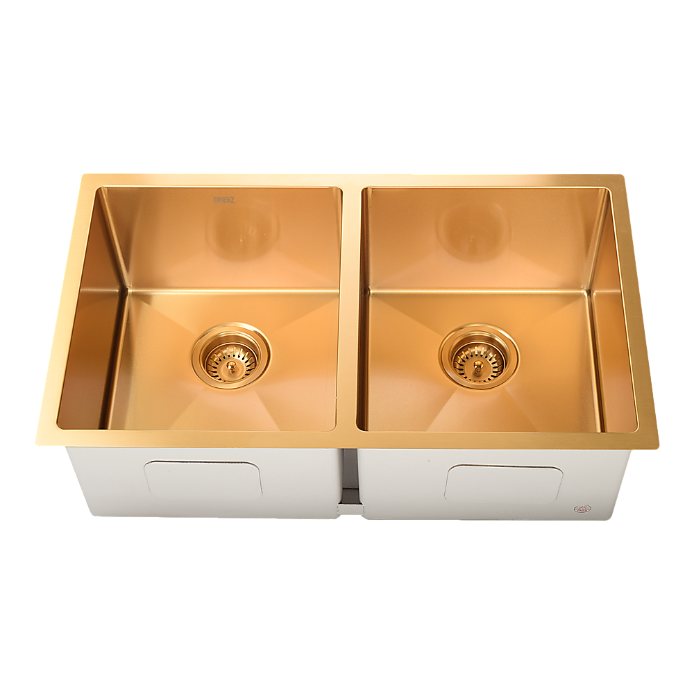 775x450mm Handmade Stainless Steel Undermount / Topmount Kitchen Laundry Sink with Waste V63-846511