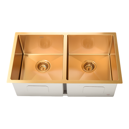775x450mm Handmade Stainless Steel Undermount / Topmount Kitchen Laundry Sink with Waste V63-846511