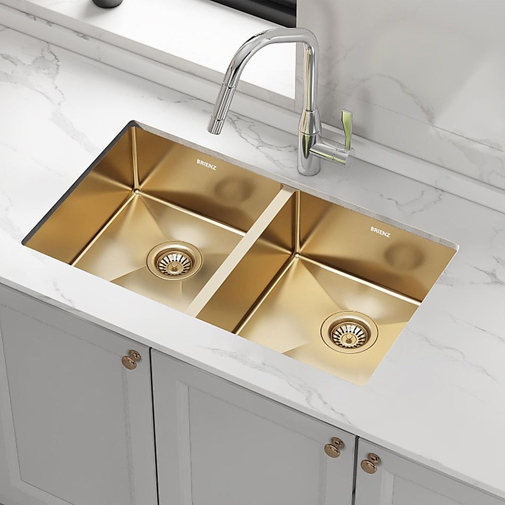 775x450mm Handmade Stainless Steel Undermount / Topmount Kitchen Laundry Sink with Waste V63-846511