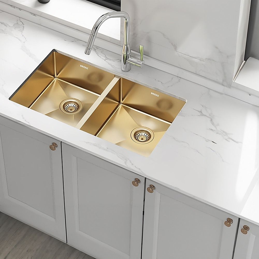 775x450mm Handmade Stainless Steel Undermount / Topmount Kitchen Laundry Sink with Waste V63-846511