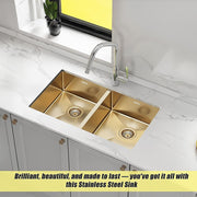 775x450mm Handmade Stainless Steel Undermount / Topmount Kitchen Laundry Sink with Waste V63-846511