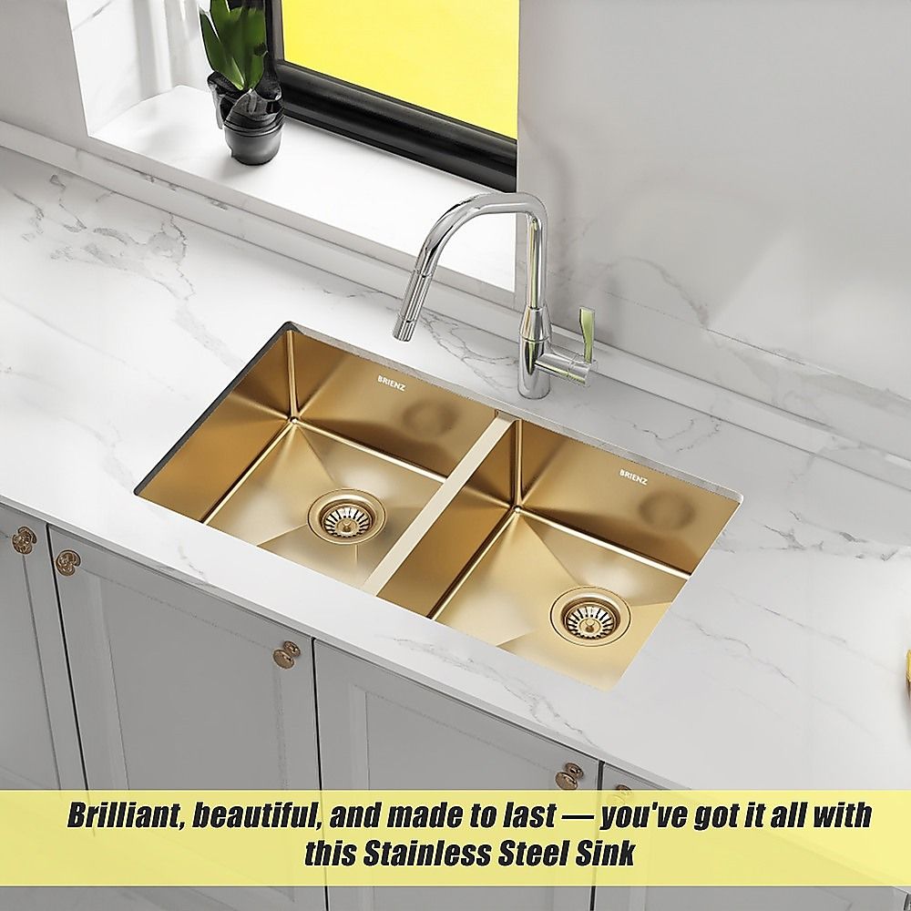 775x450mm Handmade Stainless Steel Undermount / Topmount Kitchen Laundry Sink with Waste V63-846511