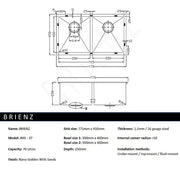 775x450mm Handmade Stainless Steel Undermount / Topmount Kitchen Laundry Sink with Waste V63-846511
