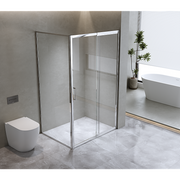 150mm Adjustable (2000x920mm) Single Door Corner Sliding Glass Shower Screen in Chrome V63-846571