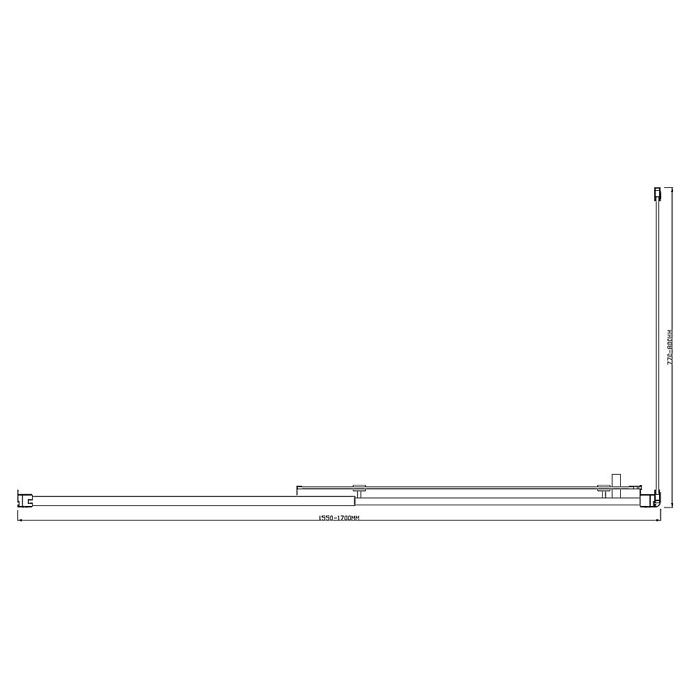 150mm Adjustable (1700x800mm) Single Door Corner Sliding Glass Shower Screen in Black V63-846701
