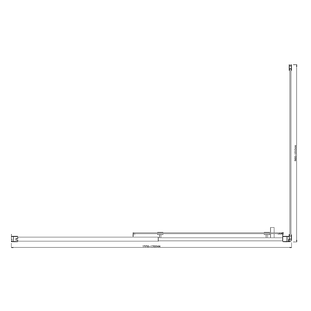 150mm Adjustable (1700x1010mm) Single Door Corner Sliding Glass Shower Screen in Black5 V63-846741