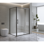 150mm Adjustable (2000x800mm) Single Door Corner Sliding Glass Shower Screen in Black V63-846831