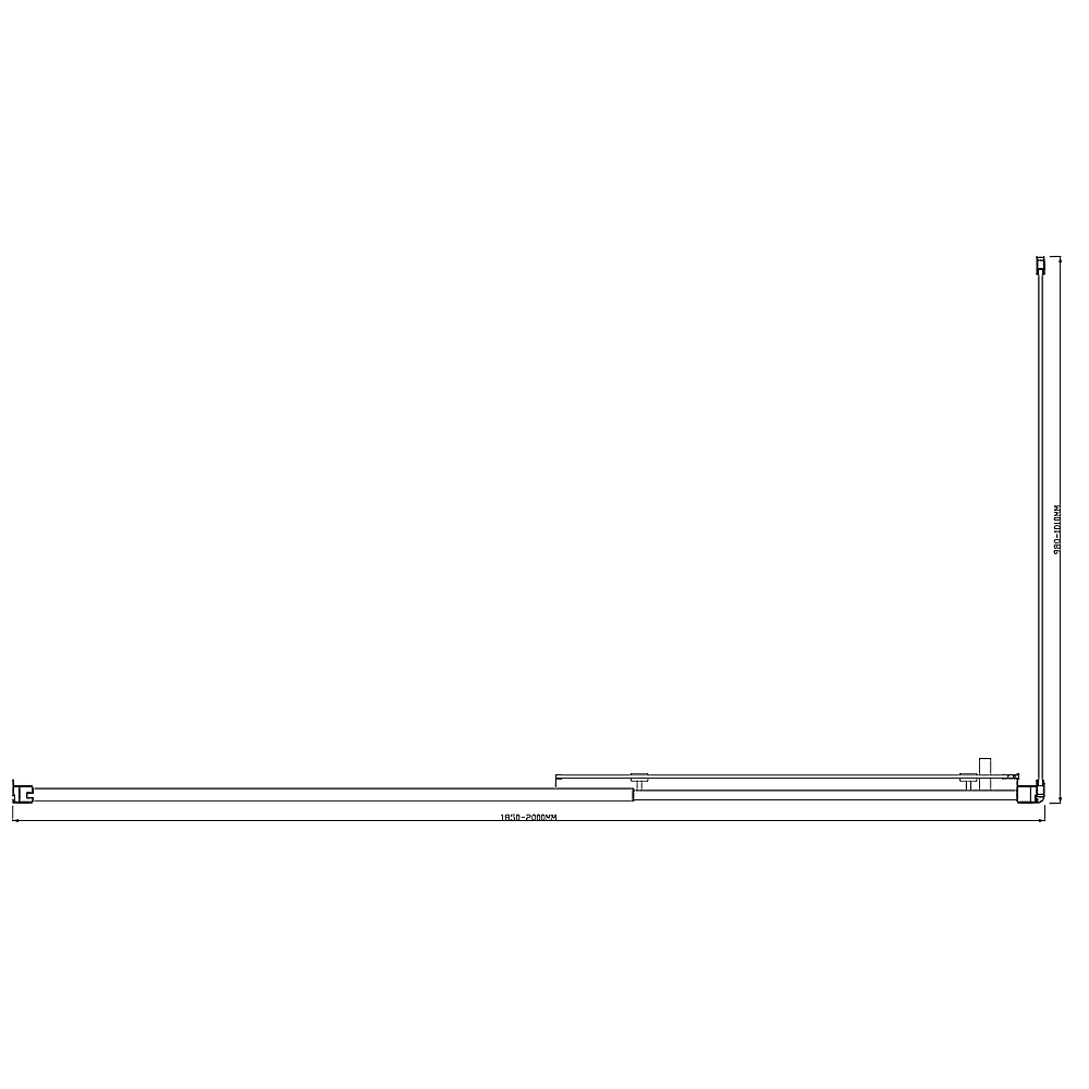 150mm Adjustable (2000x1010mm) Single Door Corner Sliding Glass Shower Screen in Black V63-846871