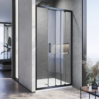 140-150cm Adjustable Wall to Wall Sliding Glass Shower Door in Black V63-847001