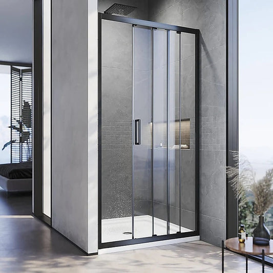 140-150cm Adjustable Wall to Wall Sliding Glass Shower Door in Black V63-847001
