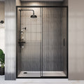 130-140cm Adjustable Wall to Wall Sliding Glass Shower Door in Black V63-847021
