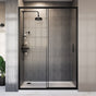 130-140cm Adjustable Wall to Wall Sliding Glass Shower Door in Black V63-847021