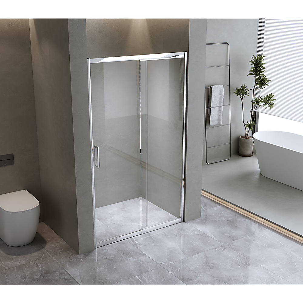 155-170cm Adjustable Wall to Wall Sliding Glass Shower Door in Chrome V63-847111