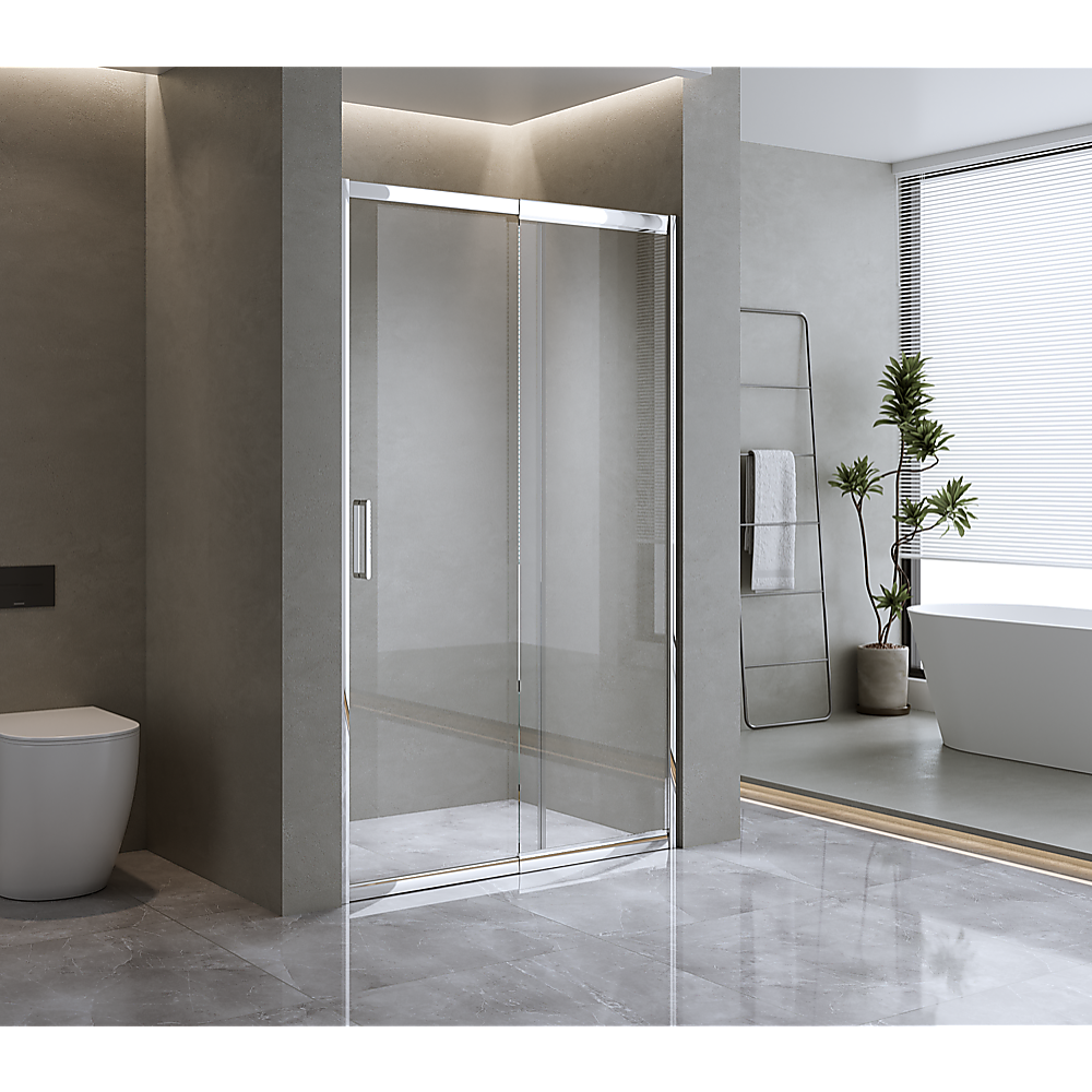 155-170cm Adjustable Wall to Wall Sliding Glass Shower Door in Chrome V63-847111