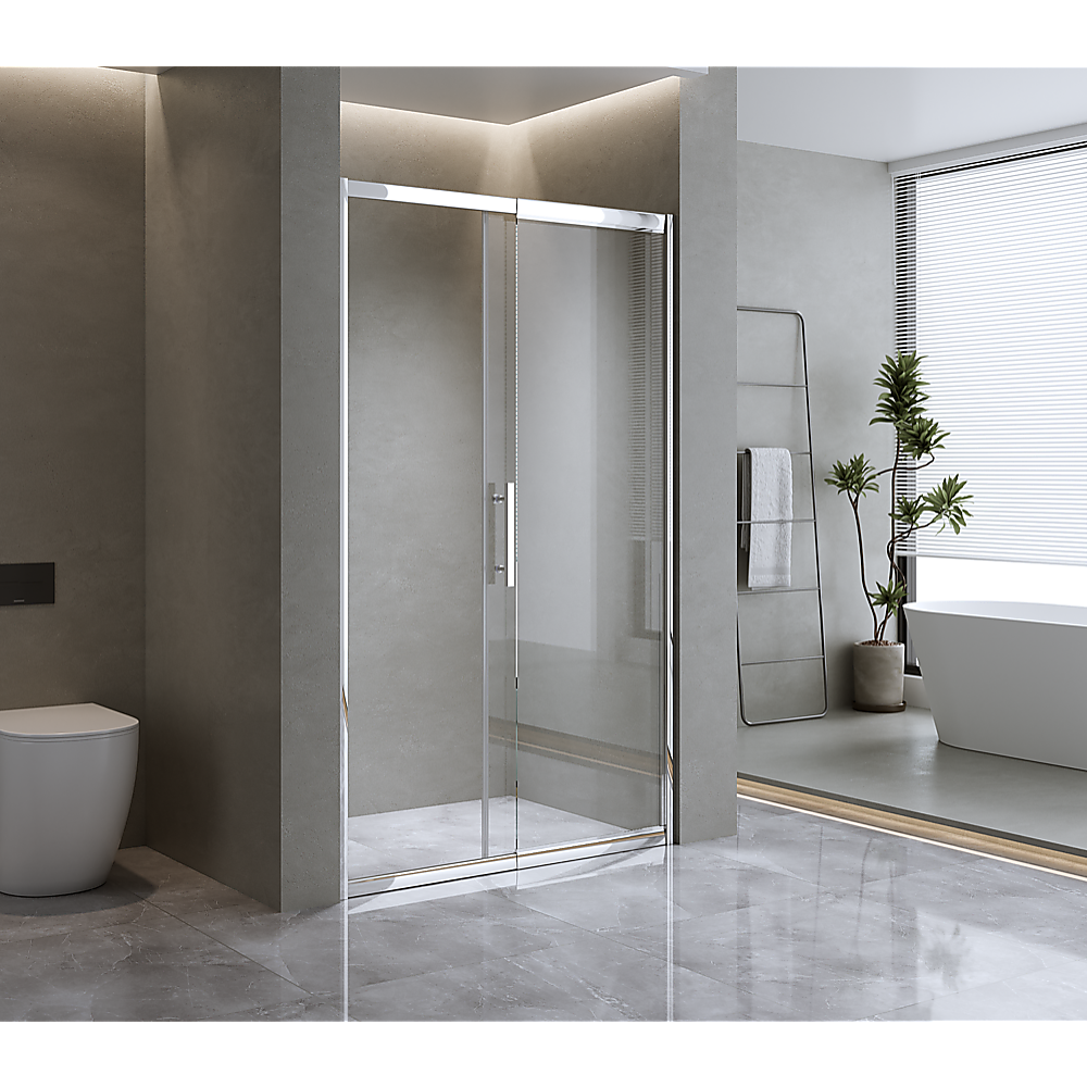 155-170cm Adjustable Wall to Wall Sliding Glass Shower Door in Chrome V63-847141