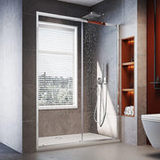 170-185cm Adjustable Wall to Wall Sliding Glass Shower Door in Chrome V63-847151